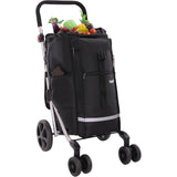Hoppa 74L 6- Wheels Lightweight Foldable Shopping Trolley, Hard-Wearing Trolley Cart , Storage Trolly on Wheels, Sturdy 6 Wheels Collapsable Grocery Trolley Cart on Wheels (Black)