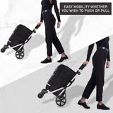 Hoppa 74L 6- Wheels Lightweight Foldable Shopping Trolley, Hard-Wearing Trolley Cart , Storage Trolly on Wheels, Sturdy 6 Wheels Collapsable Grocery Trolley Cart on Wheels (Black)