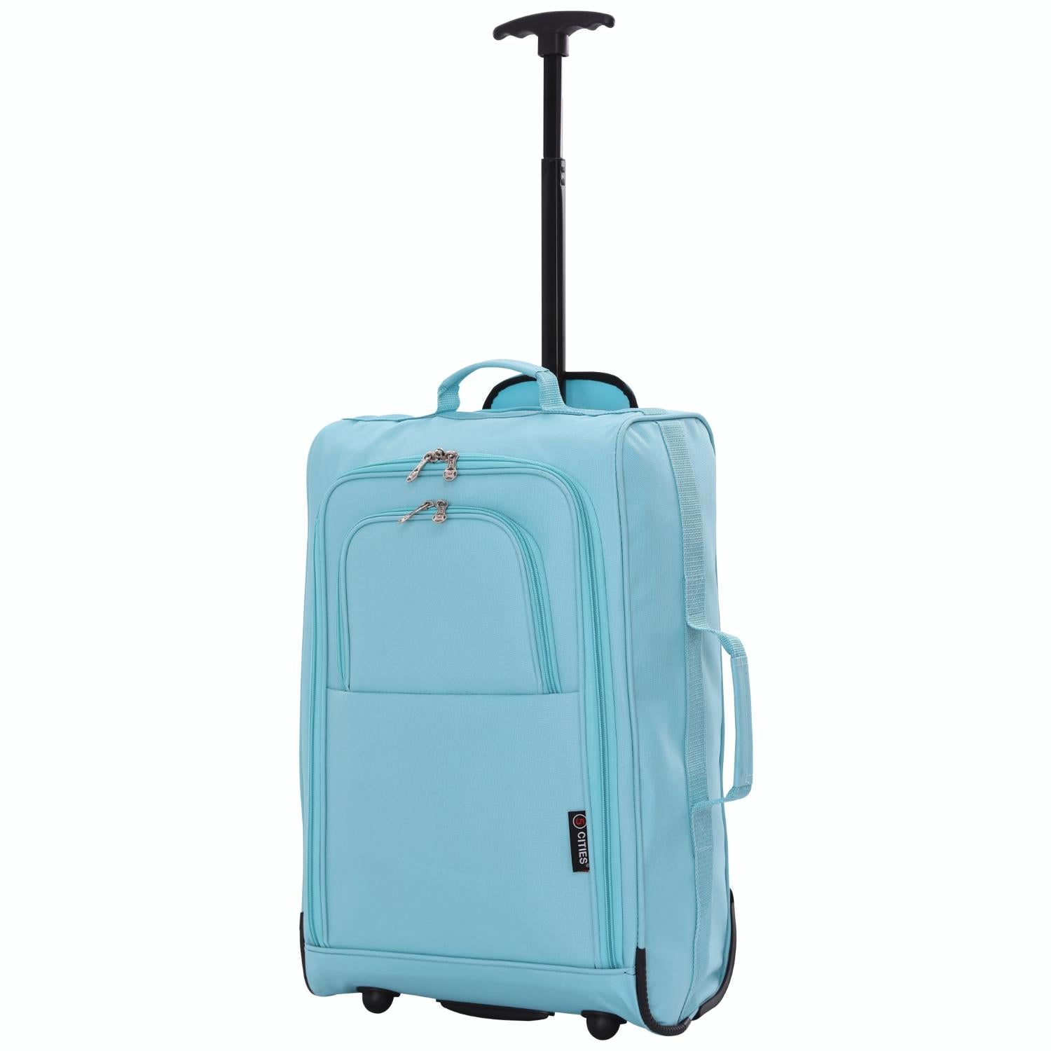 5 Cities 21" (55x35x20cm) Lightweight Cabin Hand Luggage Trolley, Fits Easyjet(Plus/Flexi/Large Cabin), Ryanair (Priority) Cabin Restrictions, 2 Years Of Warranty