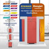 5 Cities 21" (55x35x20cm) Lightweight Cabin Hand Luggage Trolley, Fits Easyjet(Plus/Flexi/Large Cabin), Ryanair (Priority) Cabin Restrictions, 2 Years Of Warranty