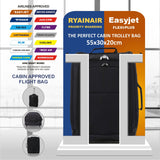 5 Cities 21" (55x35x20cm) Lightweight Cabin Hand Luggage Trolley, Fits Easyjet(Plus/Flexi/Large Cabin), Ryanair (Priority) Cabin Restrictions, 2 Years Of Warranty