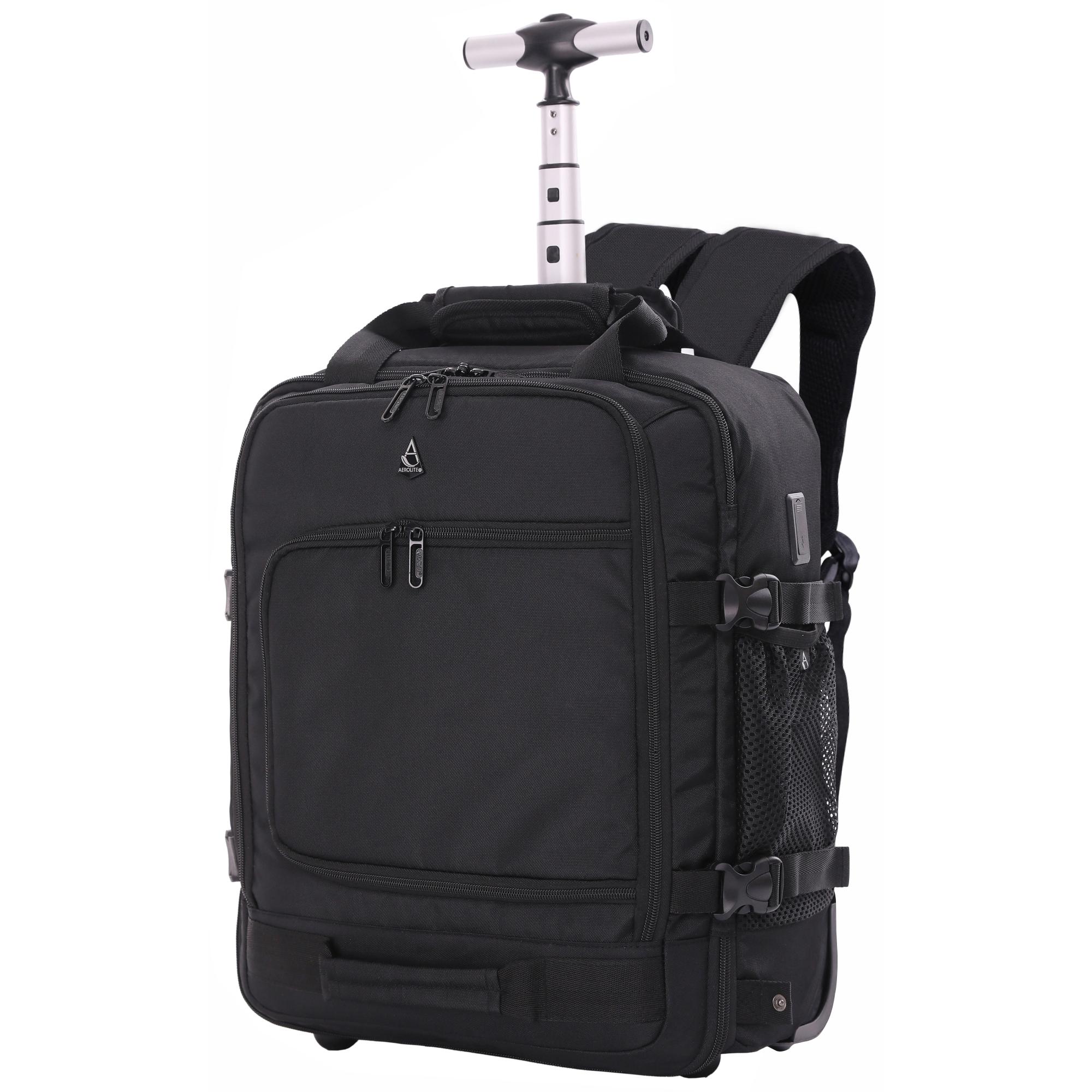 Aerolite 45x36x20cm Premium Easyjet Maximum Size Backpack Trolley Cabin Bag With 2 Wheels, 10 Years Warranty, Made From Recycled Eco-Friendly Material