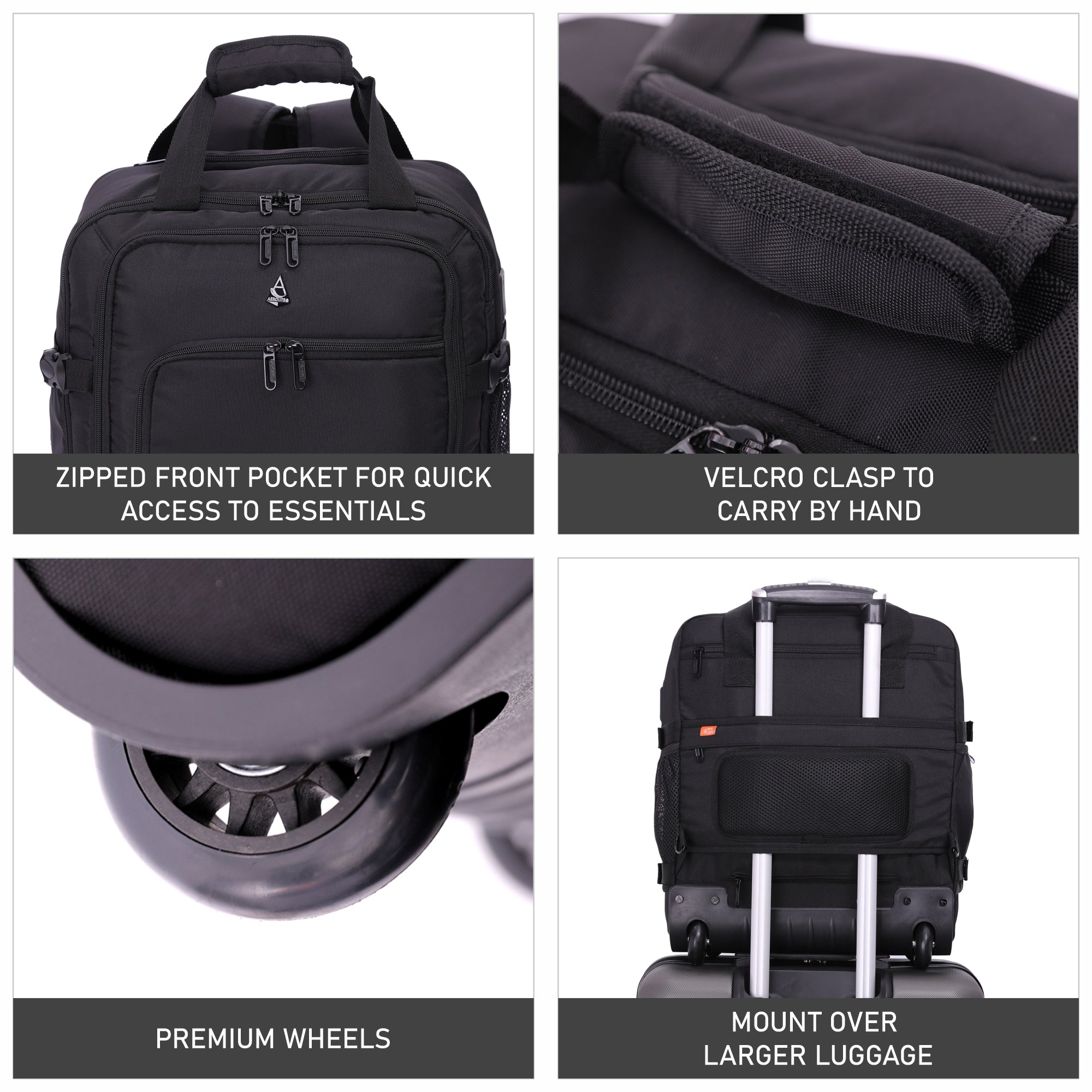 Aerolite 45x36x20cm Premium Easyjet Maximum Size Backpack Trolley Cabin Bag With 2 Wheels, 10 Years Warranty, Made From Recycled Eco-Friendly Material