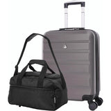 Aerolite Ryanair Maximum Bundle 55x40x20cm Overhead Lightweight 8 Wheel Hardshell Suitcase + 40x20x25cm Underseat Carry On Holdall Bag