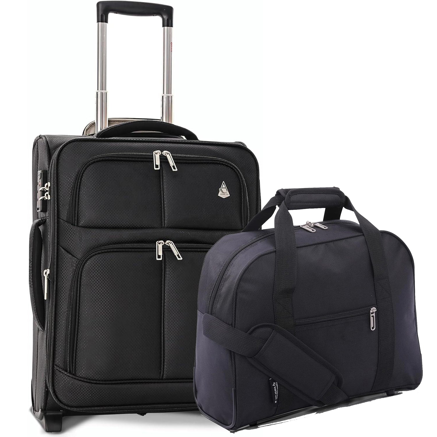 Aerolite 56x45x25cm British Airways Jet2 & Easyjet Upgrade Maximum Allowance Large Lightweight 2 Wheel Carry On Hand Cabin Luggage Bag Suitcase 56x45x25 with TSA Approved Lock Black