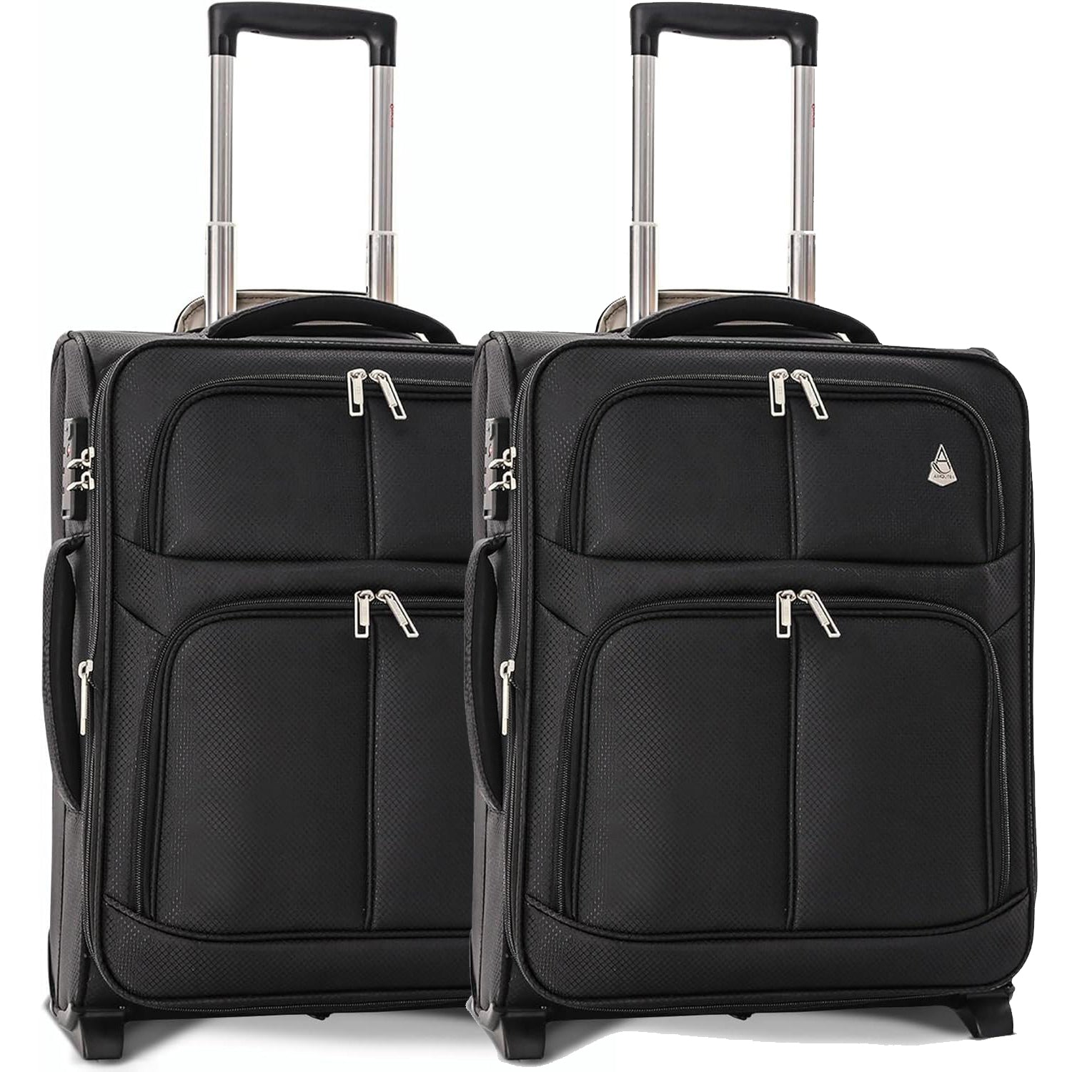 Aerolite 56x45x25cm British Airways Jet2 & Easyjet Upgrade Maximum Allowance Large Lightweight 2 Wheel Carry On Hand Cabin Luggage Bag Suitcase 56x45x25 with TSA Approved Lock Black