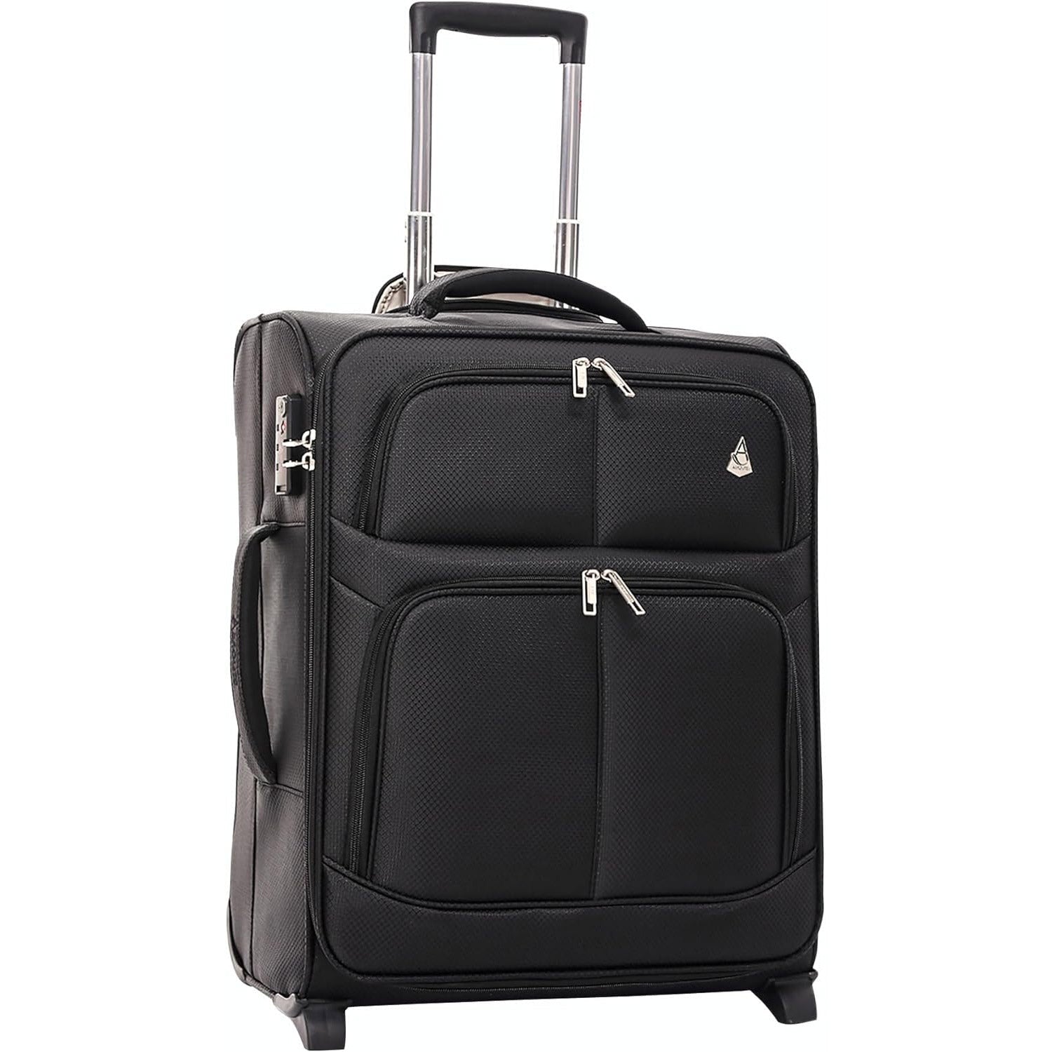 Aerolite 55x40x20 + 40x20x25 Ryanair Priority Maximum Allowance 2 Piece Carry On Hand Cabin Luggage Set Bundle Black (55x40x20 Suitcase + 40x20x25 Holdall)
