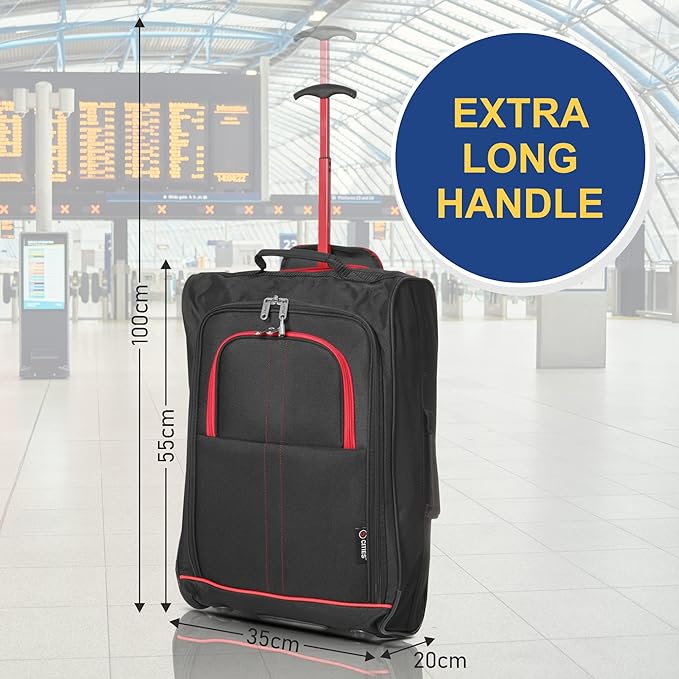 5 Cities 21" (55x35x20cm) Lightweight Cabin Hand Luggage Trolley, Fits Easyjet(Plus/Flexi/Large Cabin), Ryanair (Priority) Cabin Restrictions, 2 Years Of Warranty