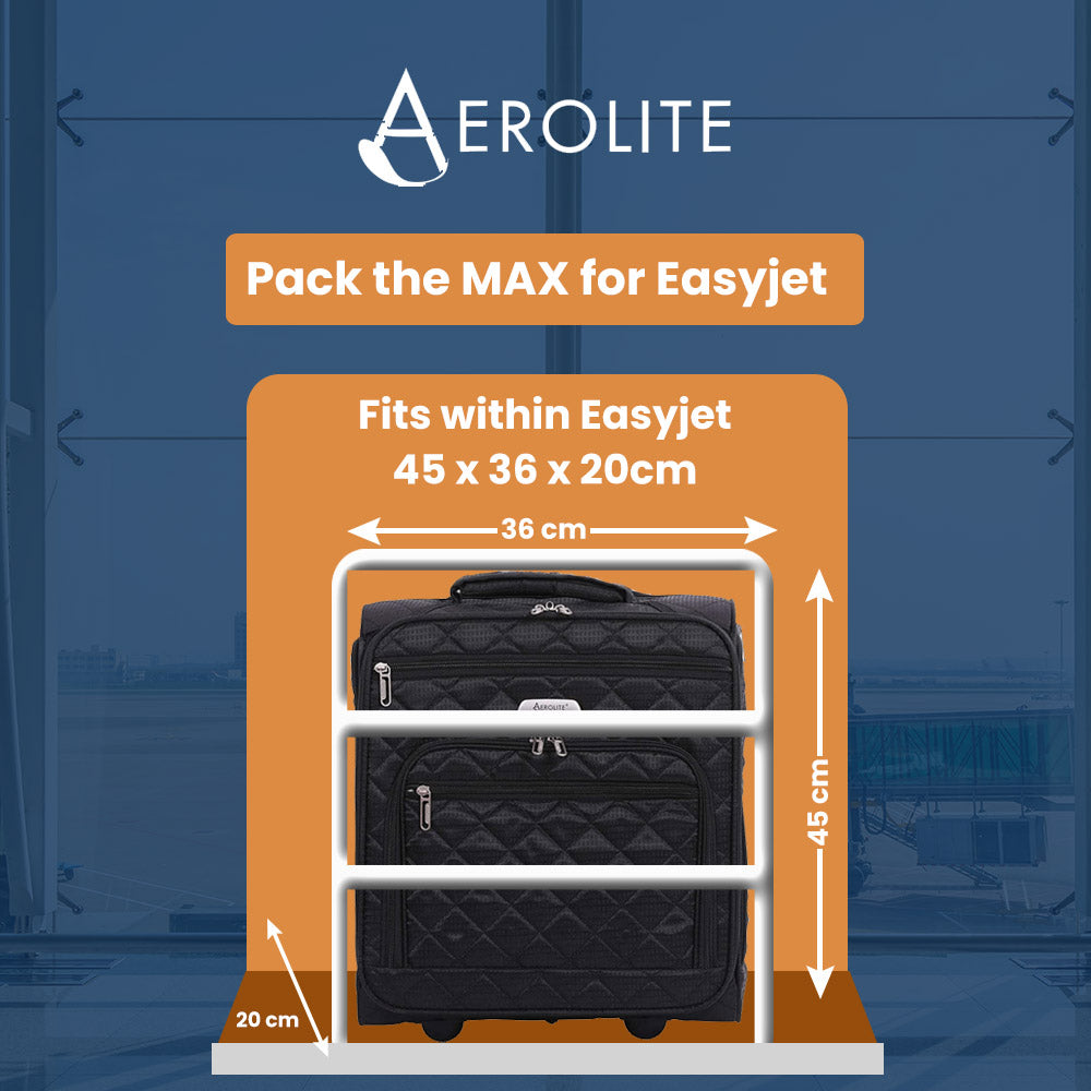 Aerolite Easyjet Carry On Fits 45x36x20cm New & Improved 2025 Cabin Under Seat Trolley Bag Suitcase