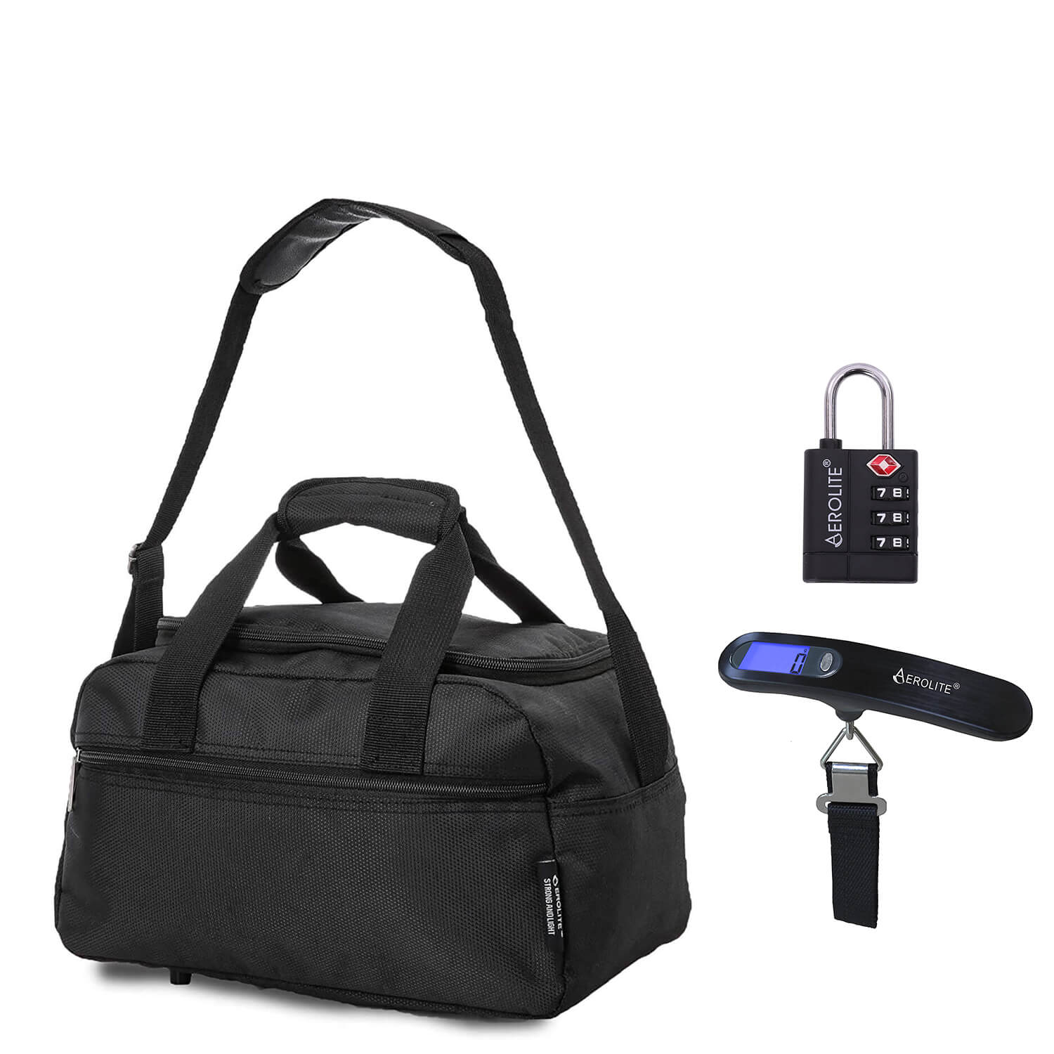 Aerolite Ryanair Maximum Holdall Cabin Bag (40x20x25cm), Digital Luggage Scales, and TSA Approved Three Dial Combination Lock