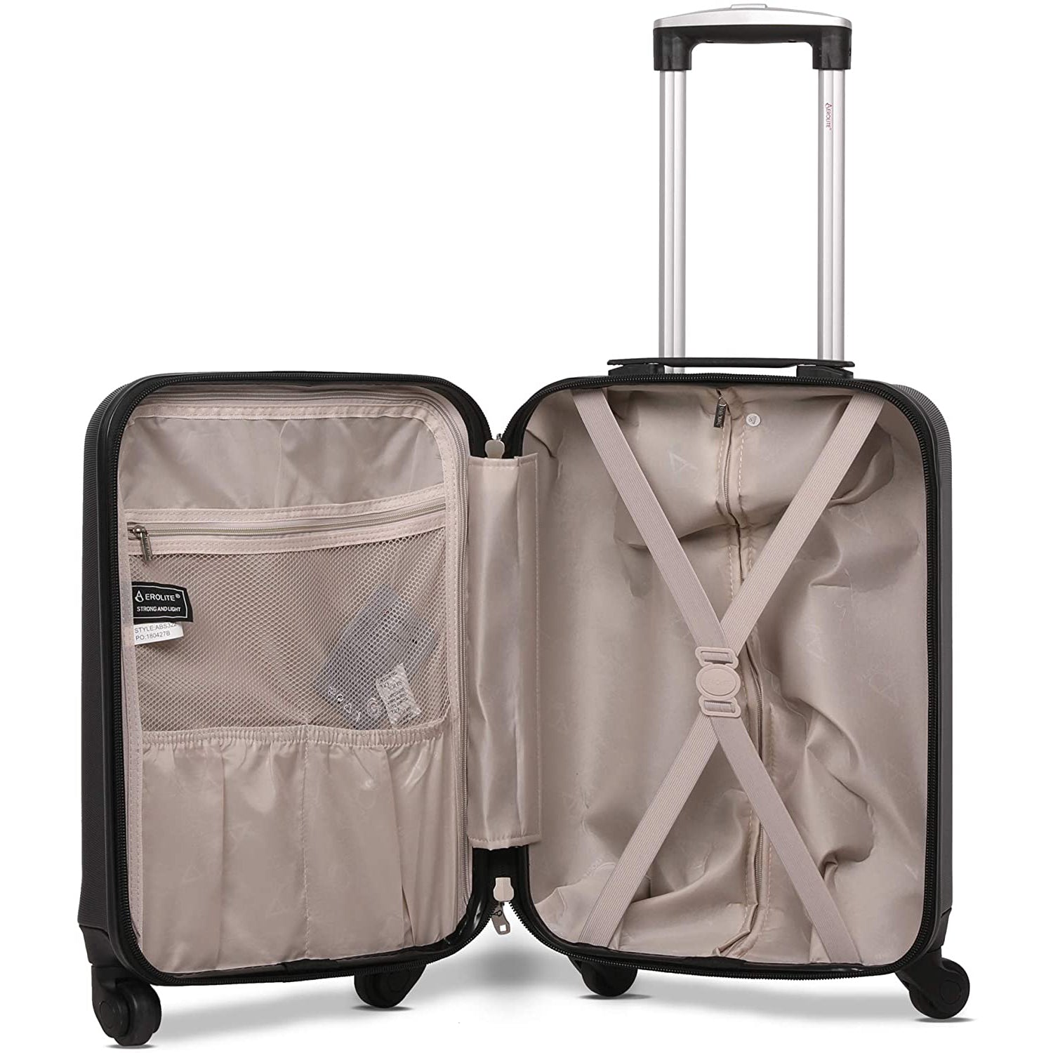 Aerolite Lightweight Hard Shell Suitcase Luggage 4 Wheels with Built in Combination Lock (25"& 29"), Black