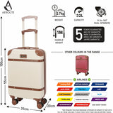 Aerolite Vintage Classic (55x35x20cm) Lightweight Hard Shell Cabin Hand Luggage, Approved For Ryanair, easyJet, British Airways, Delta, Lufthansa, Norwegian, Jet2, Virgin Atlantic and many more!
