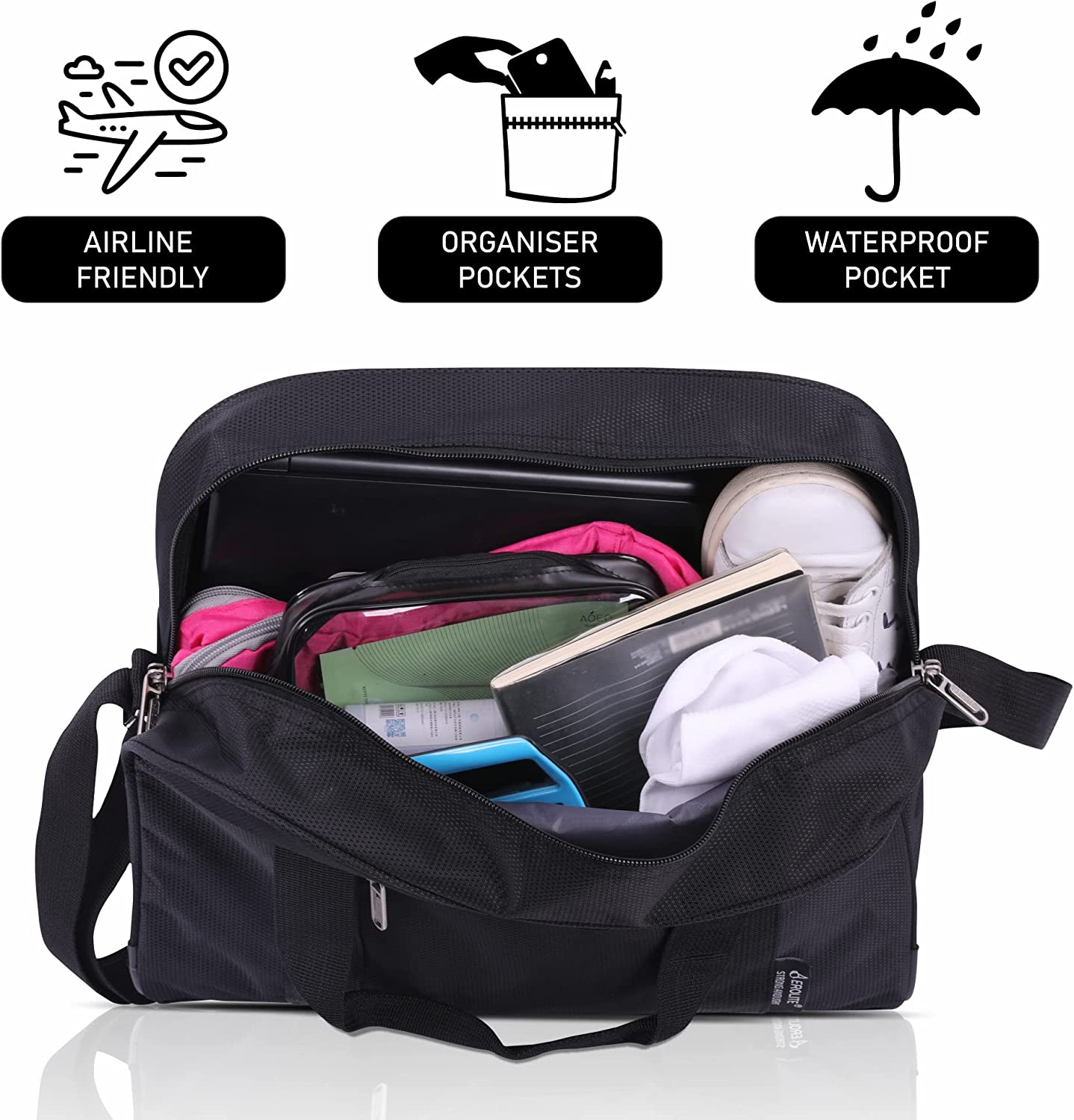 AEROLITE (40x30x15cm) British Airways Maximum New and Improved 2025, Also Approved For EasyJet/SAS/TAP & Many More, Cabin Luggage Under Seat Flight Bag, Black