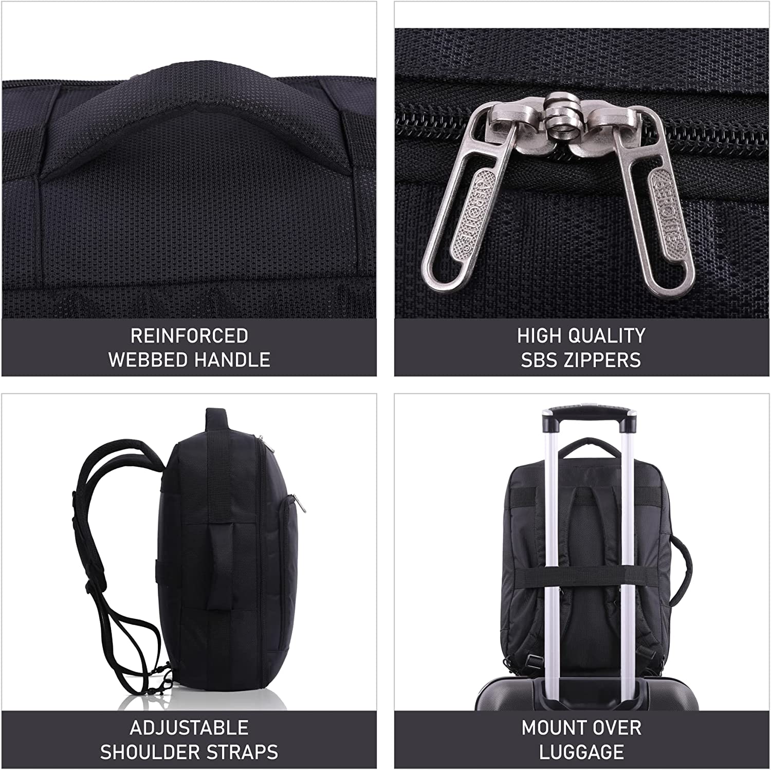 AEROLITE (40x30x15cm) New and Improved 2025 British Airways, KLM & Air France  Maximum Size Cabin Underseat Backpack Rucksack, Also Approved For Easyjet, Wizz Air, Virgin Atlantic, Black