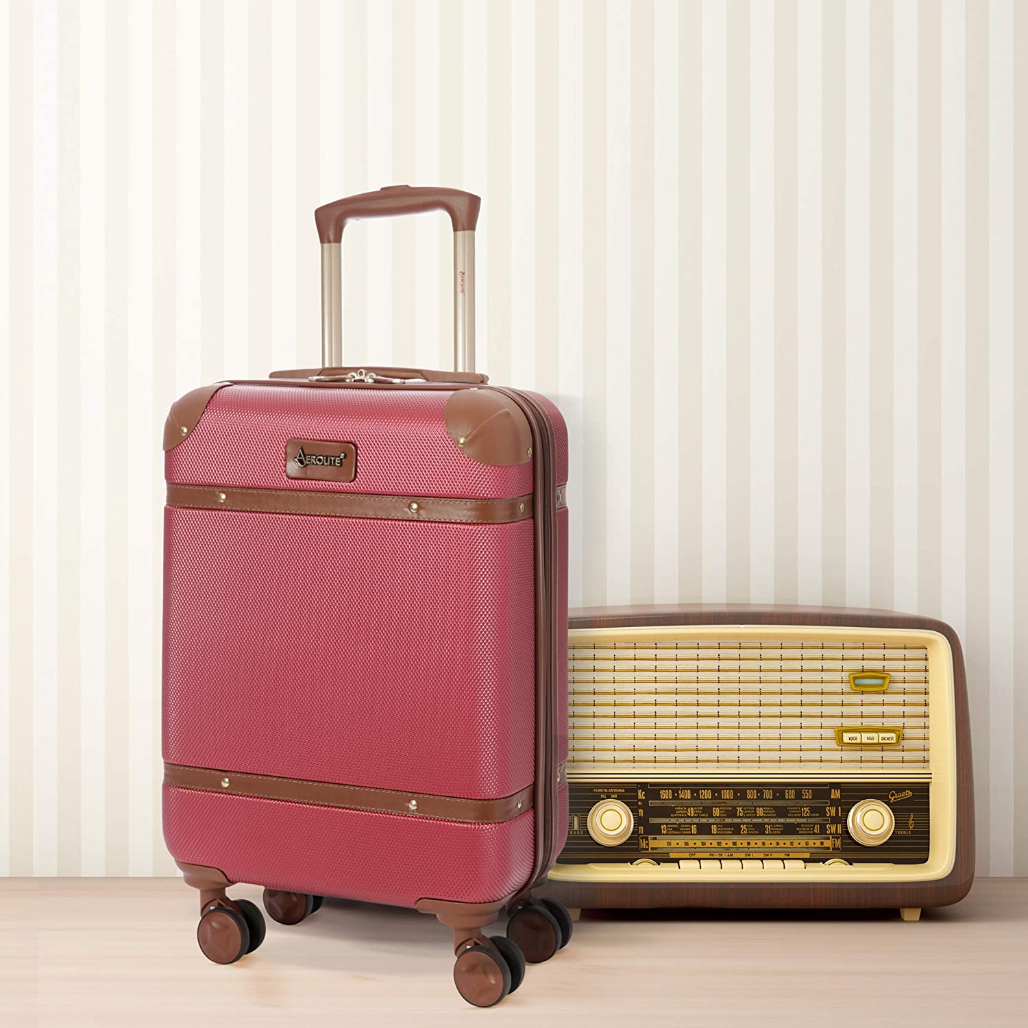 Aerolite Vintage Classic (55x35x20cm) Lightweight Hard Shell Cabin Hand Luggage, Approved For Ryanair, easyJet, British Airways, Delta, Lufthansa, Norwegian, Jet2, Virgin Atlantic and many more!