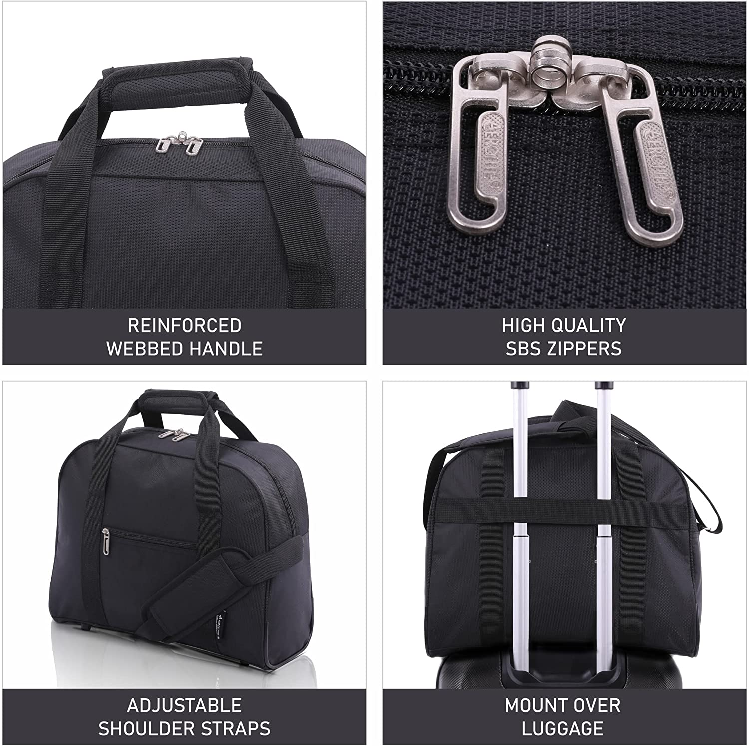 AEROLITE (40x30x15cm) British Airways Maximum New and Improved 2025, Also Approved For EasyJet/SAS/TAP & Many More, Cabin Luggage Under Seat Flight Bag, Black