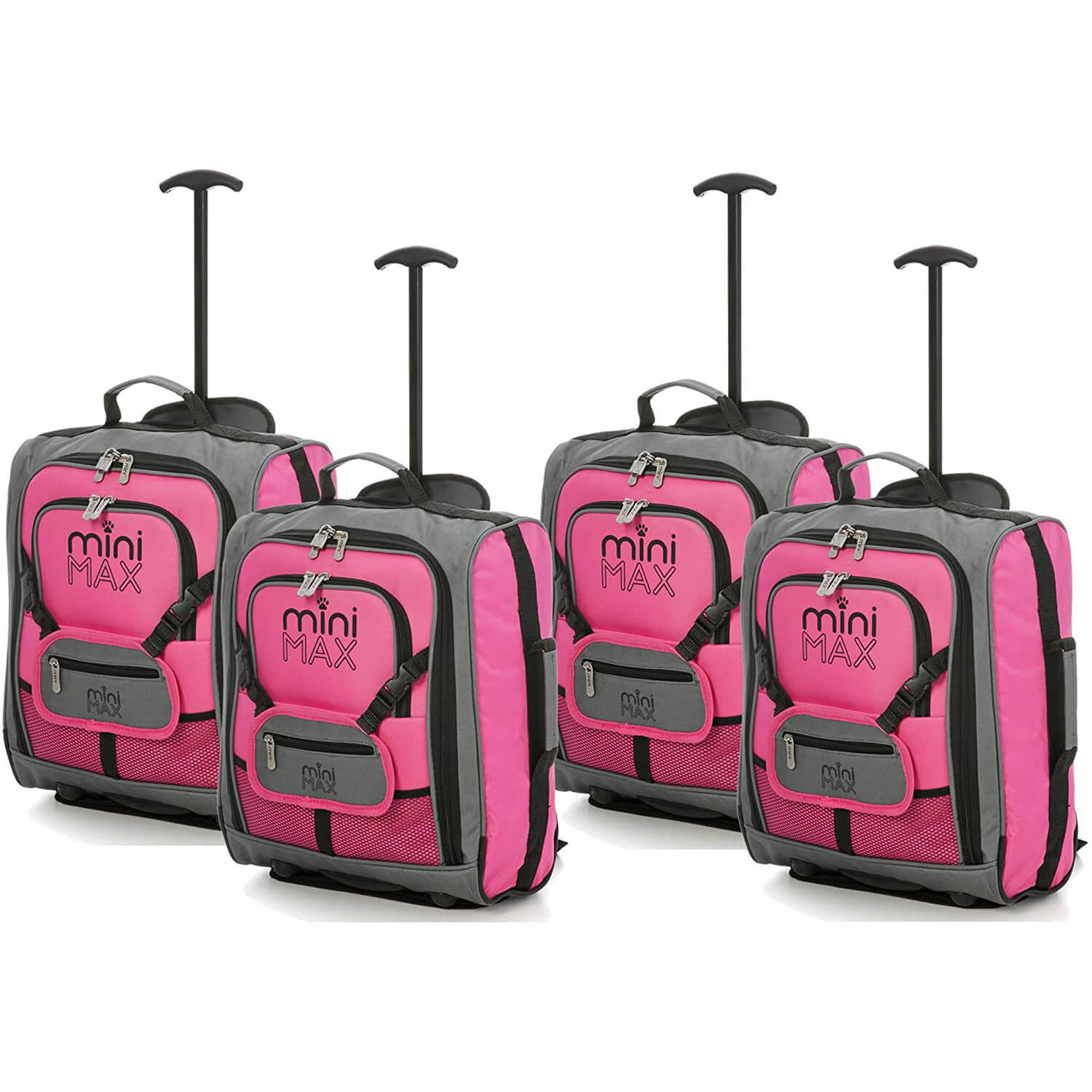 MiniMAX (45x35x20cm) Childrens Luggage Carry On Suitcase with Backpack and Pouch (x4 Set)