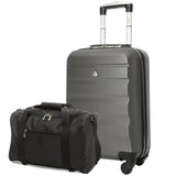 Aerolite (55x35x20cm) Lightweight Hard Shell Cabin  Luggage and (40x20x25cm) Black Holdall