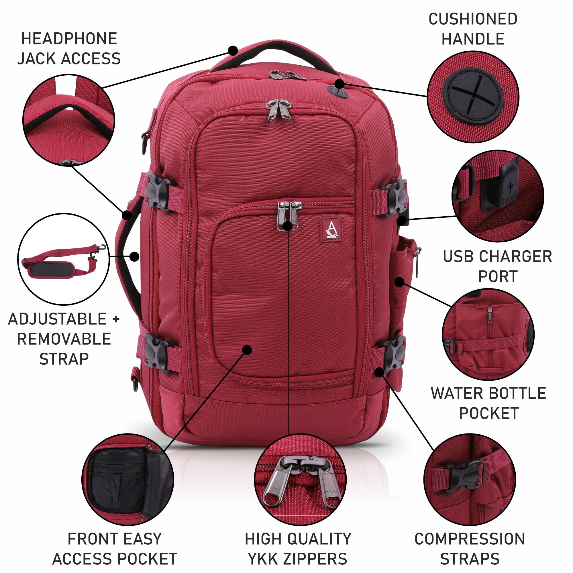 Aerolite (40x25x20cm) Ryanair Maximum Size 3 in 1 Cabin Luggage Approved Flight Backpack