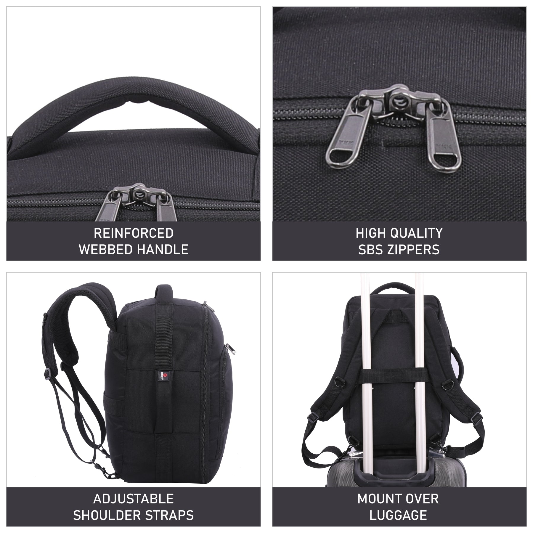 5-Cities Ryanair Maximum (40x20x25cm) New and Improved 2025 Underseat Cabin Luggage Backpack/Rucksack, 2 Years Warranty, Black