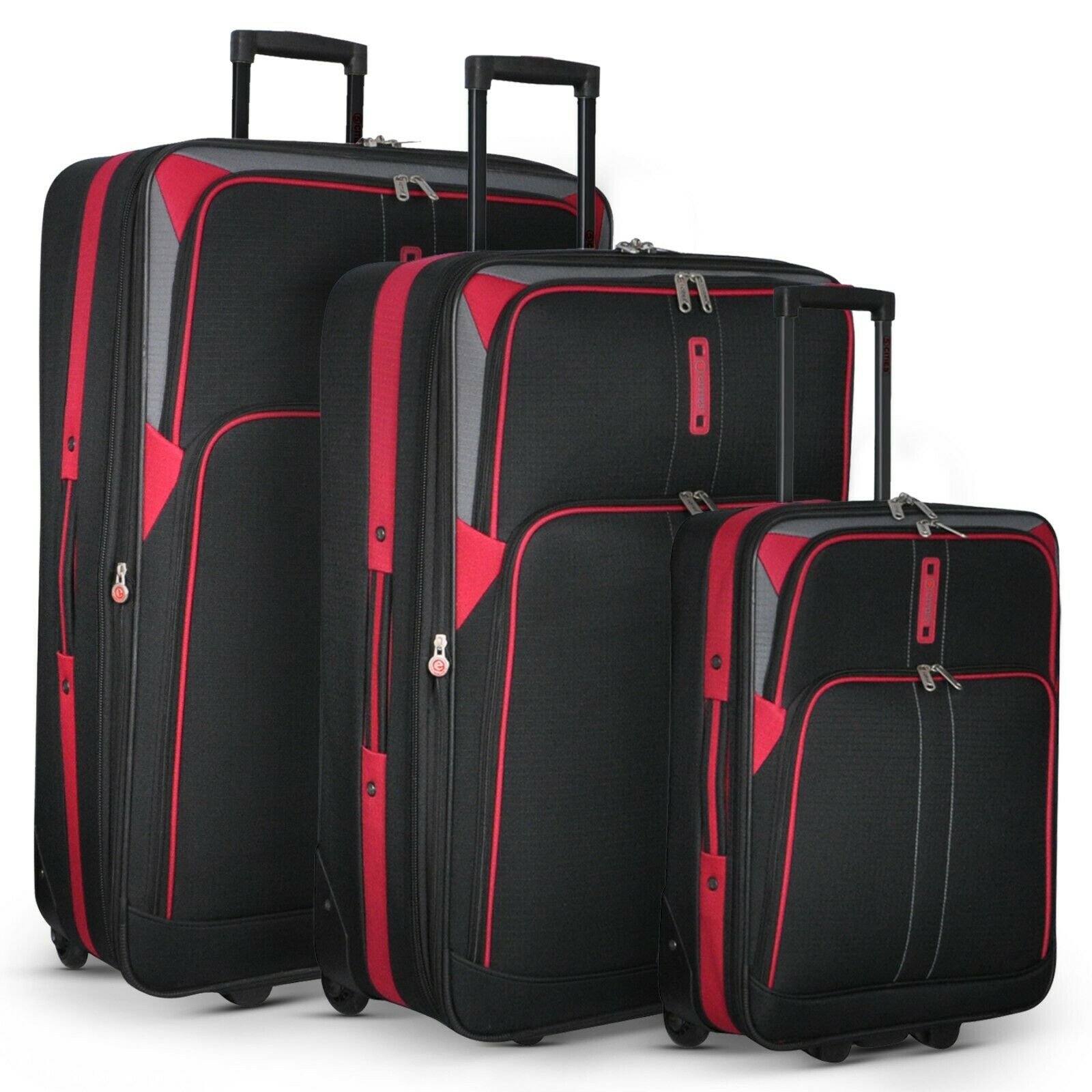 5 Cities Lightweight 3 Piece Suitcase Luggage Set Cabin + Medium + Large Hold