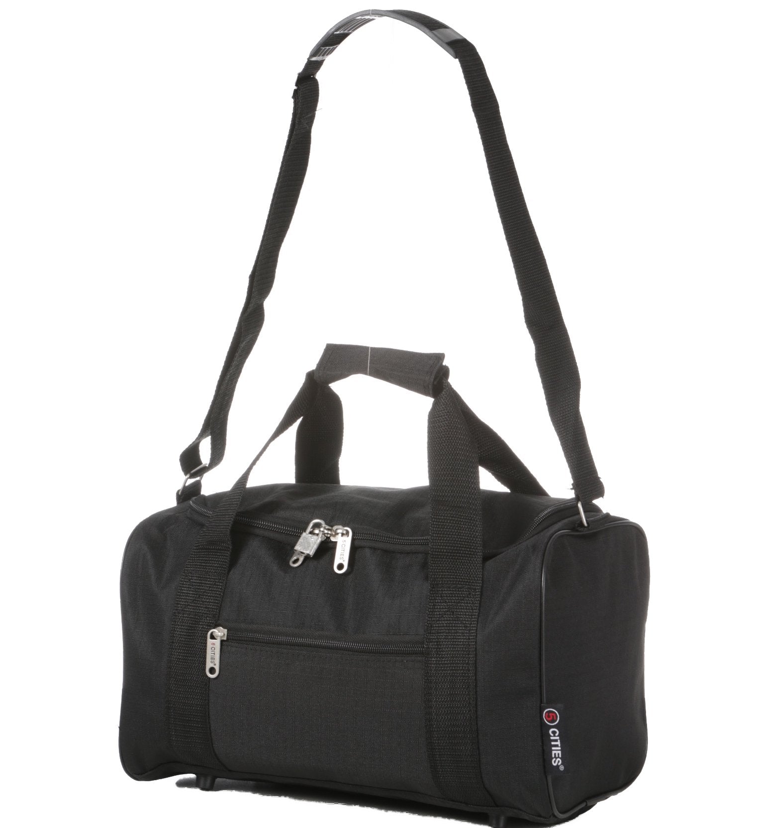 Aerolite (55x35x20cm) Lightweight Cabin Hand Luggage Black and (35x20x20cm) 5 Cities Black Holdall | 2 Wheels