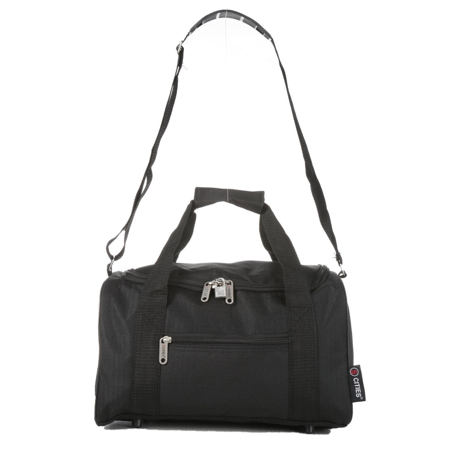 Aerolite (55x35x20cm) Lightweight Cabin Hand Luggage Black and (35x20x20cm) 5 Cities Black Holdall | 2 Wheels