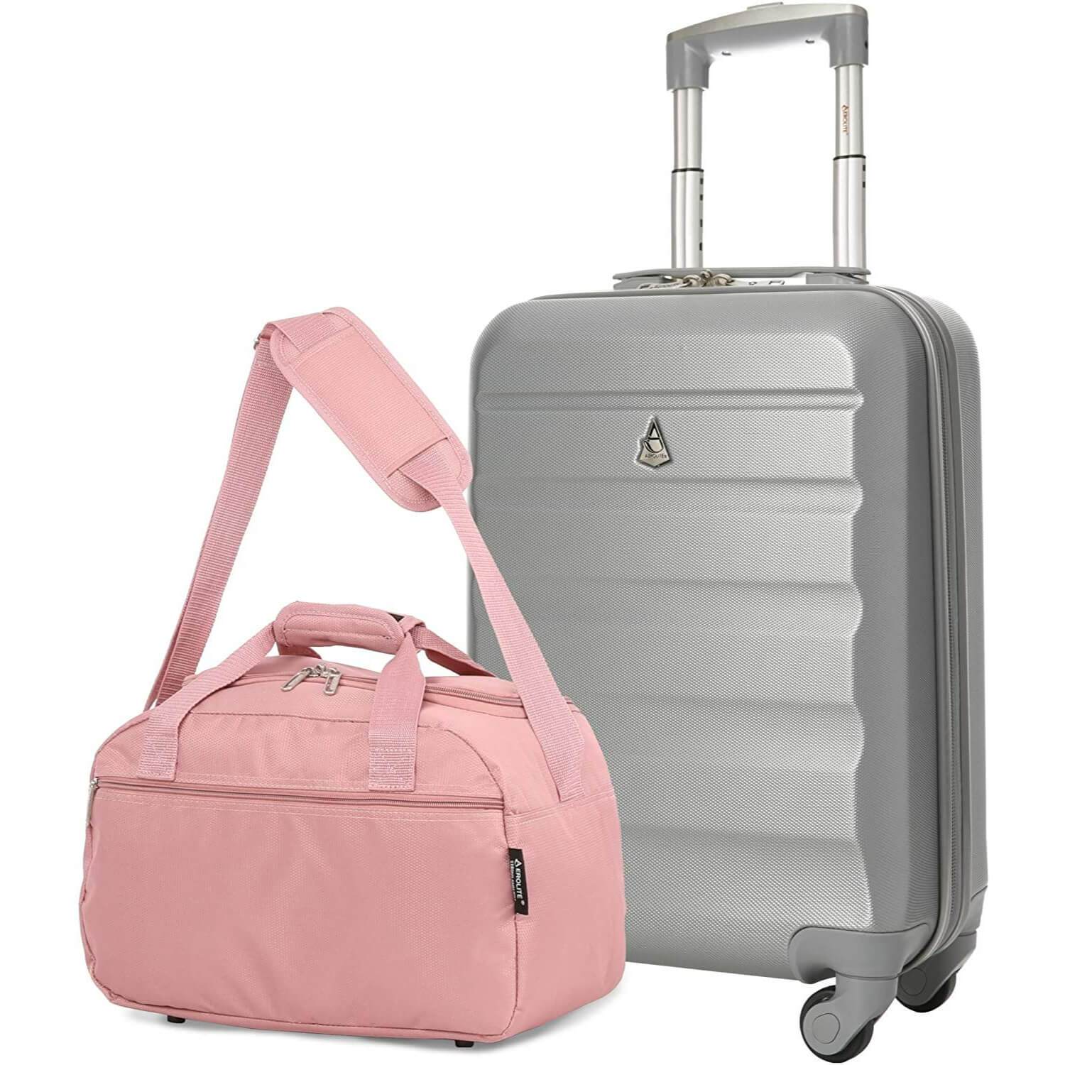 Aerolite Ryanair Bundle (55x35x20cm) Lightweight ABS Hard Shell Cabin Suitcase + (40x20x25cm) Ryanair MAXIMUM Sized Holdall Cabin Bag