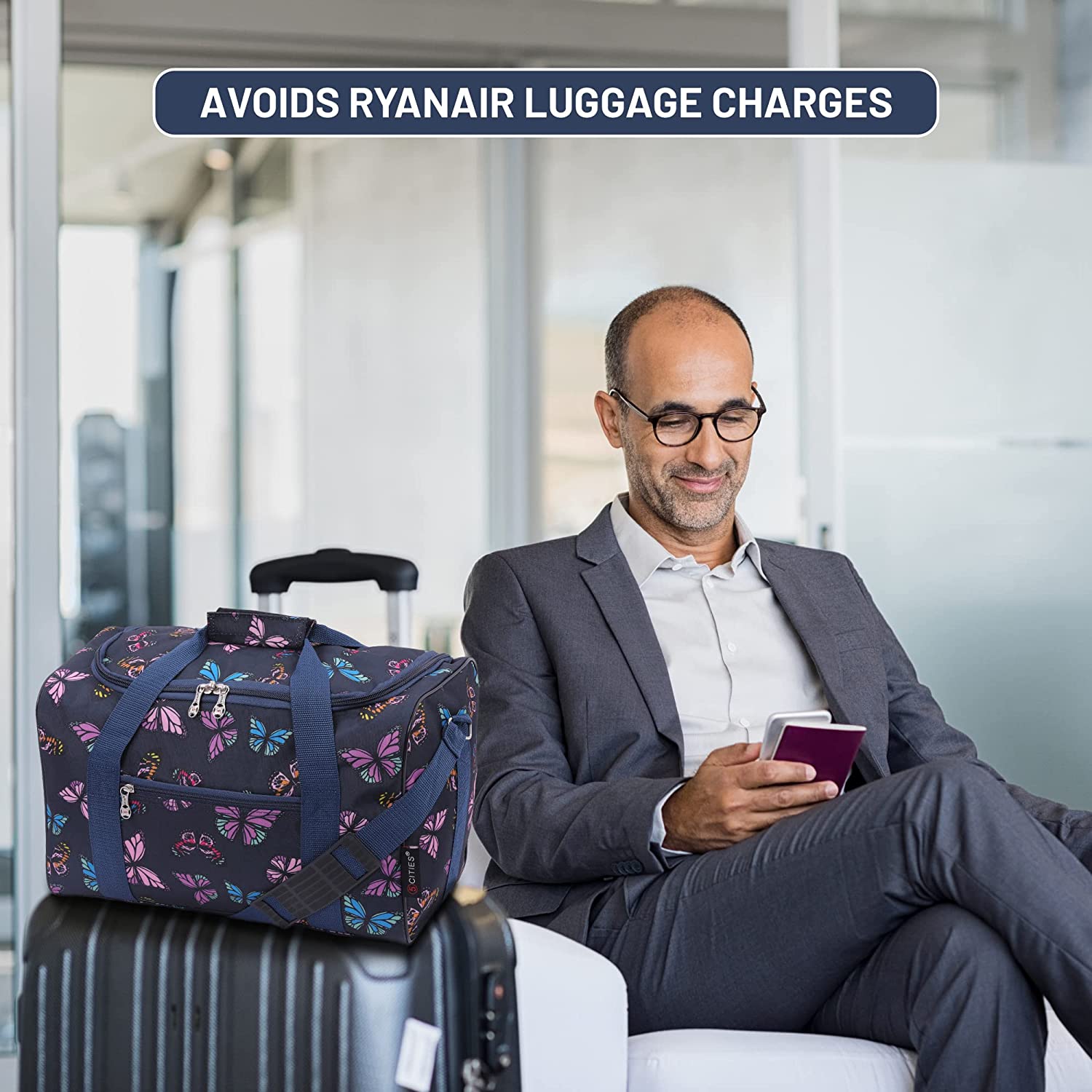5 Cities (40x20x25cm) Ryanair Approved Hand Luggage Holdall Flight Bag, Under Seat Cabin Holdall – Take The Max On Board