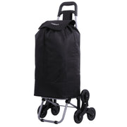 Hoppa Lightweight 6-Wheel 2025 Model Folding Shopping Trolley Large 47L Capacity Shopping Trolley Bag, 95cm, 2kg, Push/Pull Stairclimber (Black)