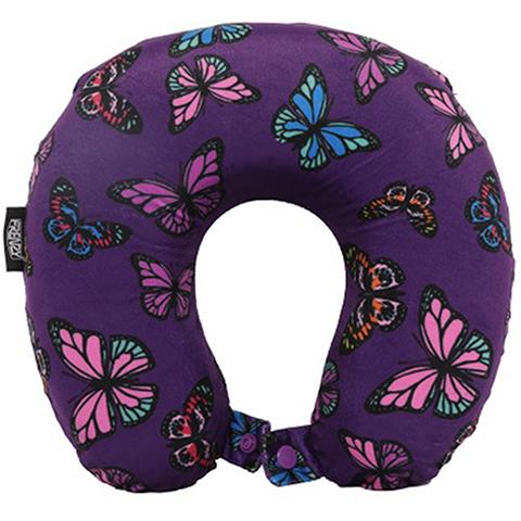 Frenzy Travel Pillow Neck Memory Foam Cushion - Butterflies Purple
