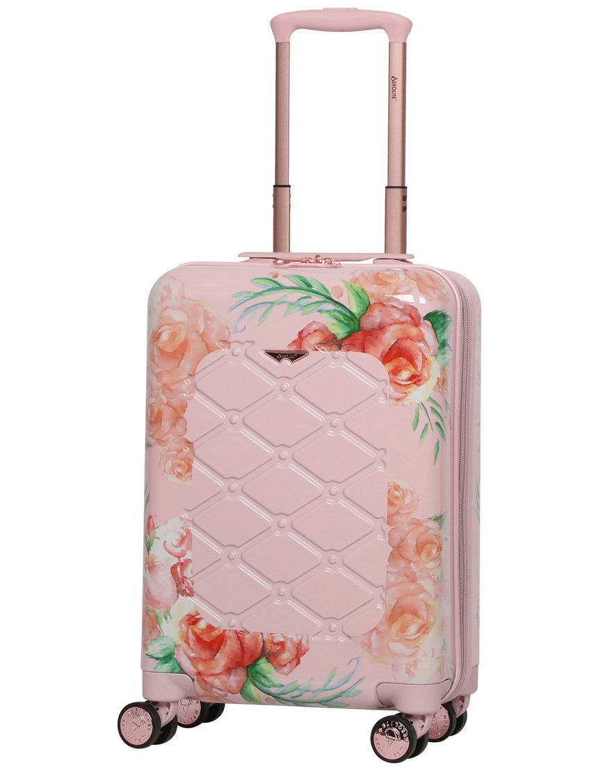 Aerolite Premium Hard Shell Hand Luggage Set (Cabin + Medium) - Floral Pink