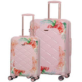 Aerolite Premium Hard Shell Hand Luggage Set (Cabin + Medium) - Floral Pink