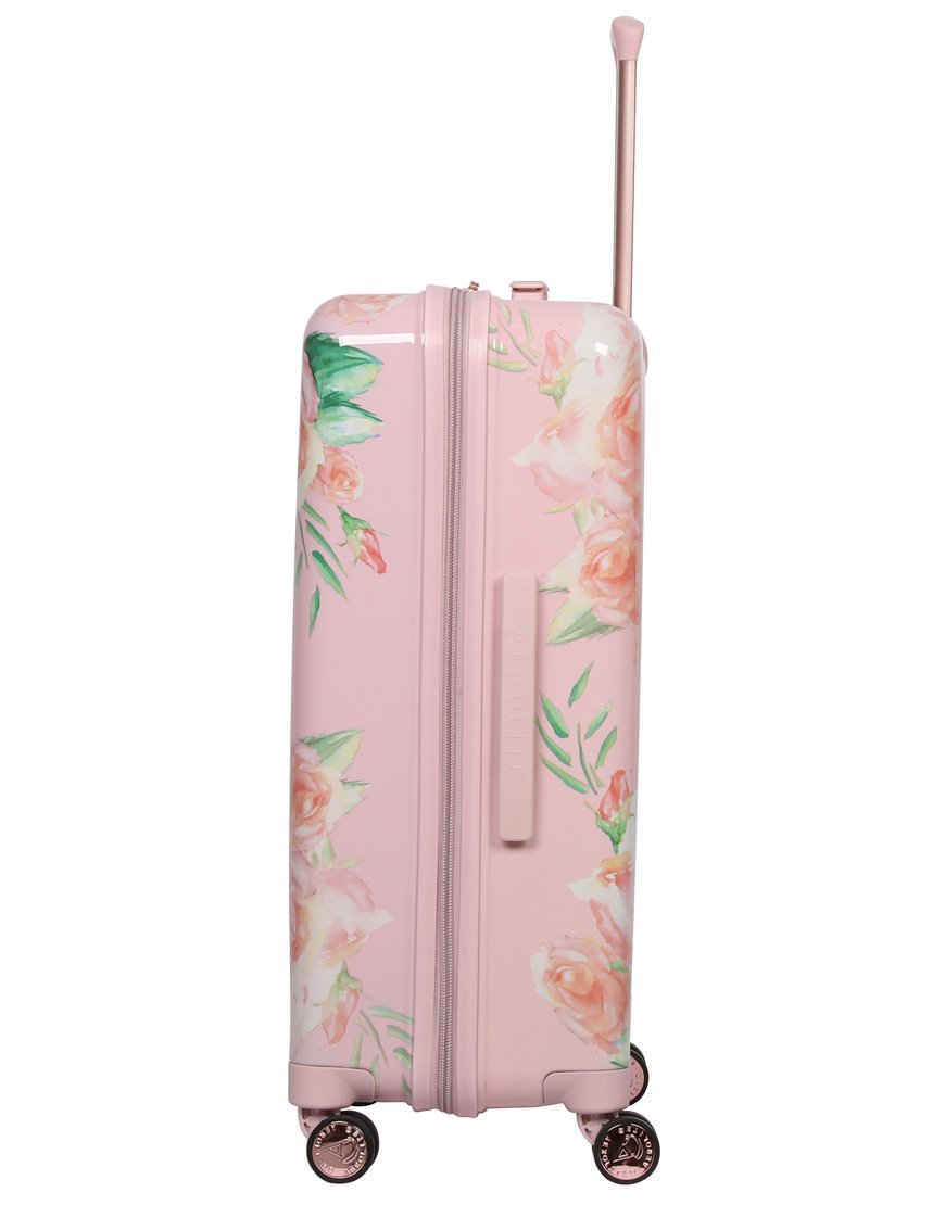 Aerolite Premium Hard Shell Hand Luggage Set (Cabin + Medium) - Floral Pink