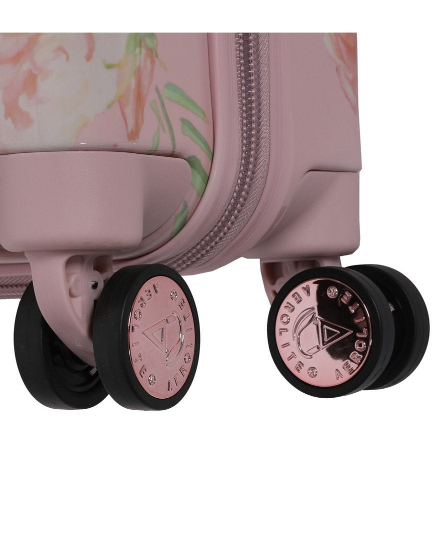 Aerolite Premium Hard Shell Hand Luggage Set (Cabin + Medium) - Floral Pink