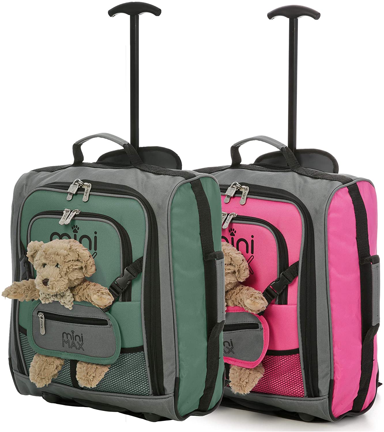 MiniMAX (45x35x20cm) Childrens Luggage Carry On Suitcase with Backpack and Pouch with 2-Years of Warranty