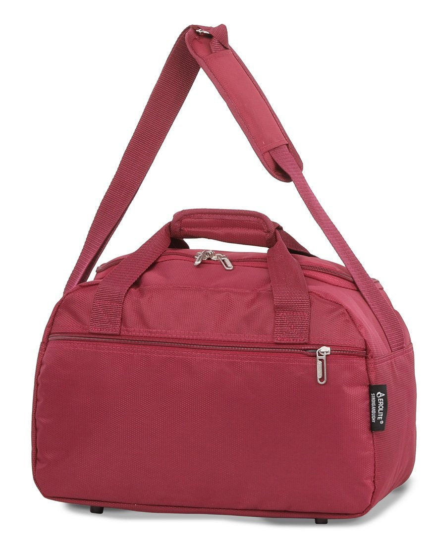 Aerolite (35x20x20cm) Hand Luggage Holdall Bag - Rose Gold + Wine