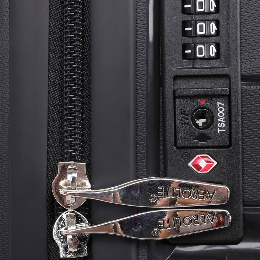 Aerolite Premium Hard Shell Cabin Hand Luggage Set with Built In TSA Combination Lock (Cabin + Large)