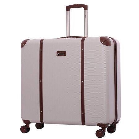 Aerolite (65.5x64x31cm) Vintage Trunk Style Hard Shell Suitcase - Cream