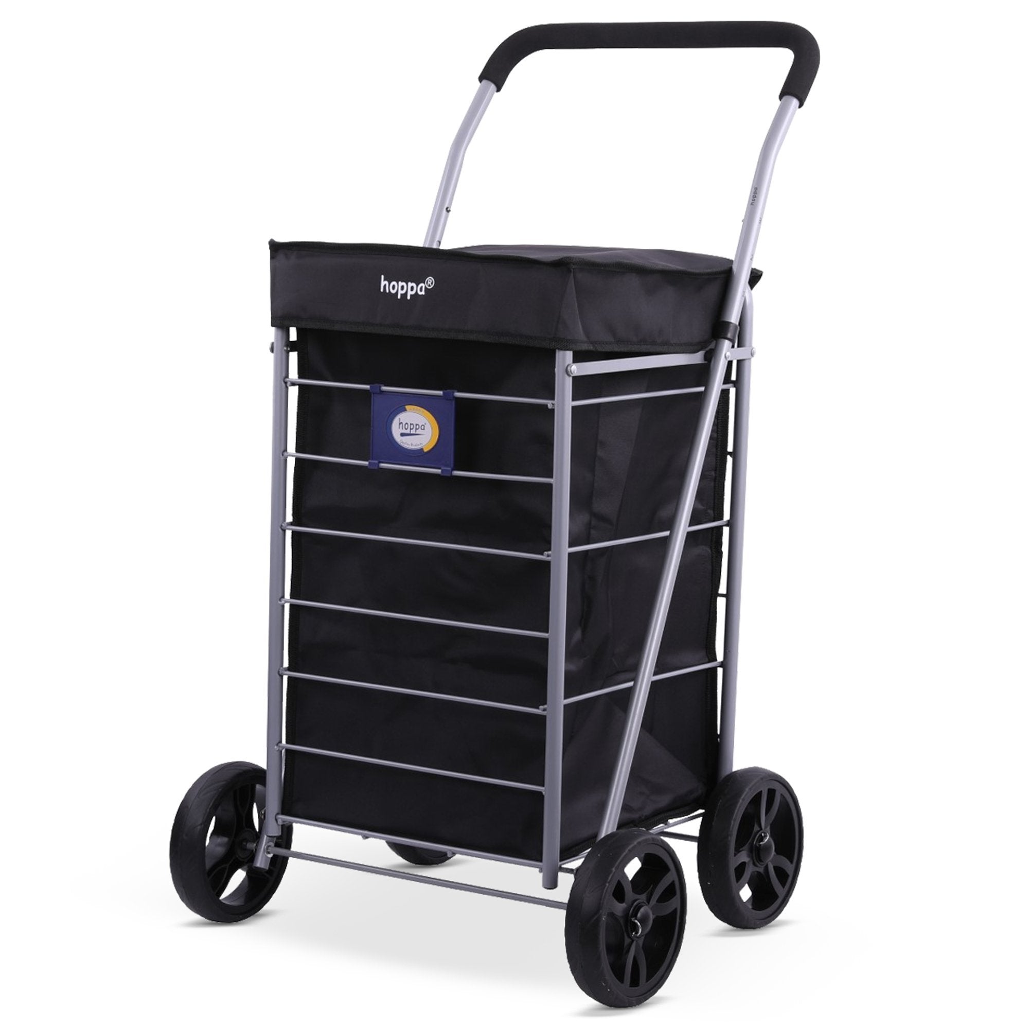 Hoppa Lightweight 4-Wheel Premium 2025 Model Folding Shopping Trolley Extra Large 75.6L Capacity Shopping Trolley Bag, 95cm, 4.8kg, Push/Pull
