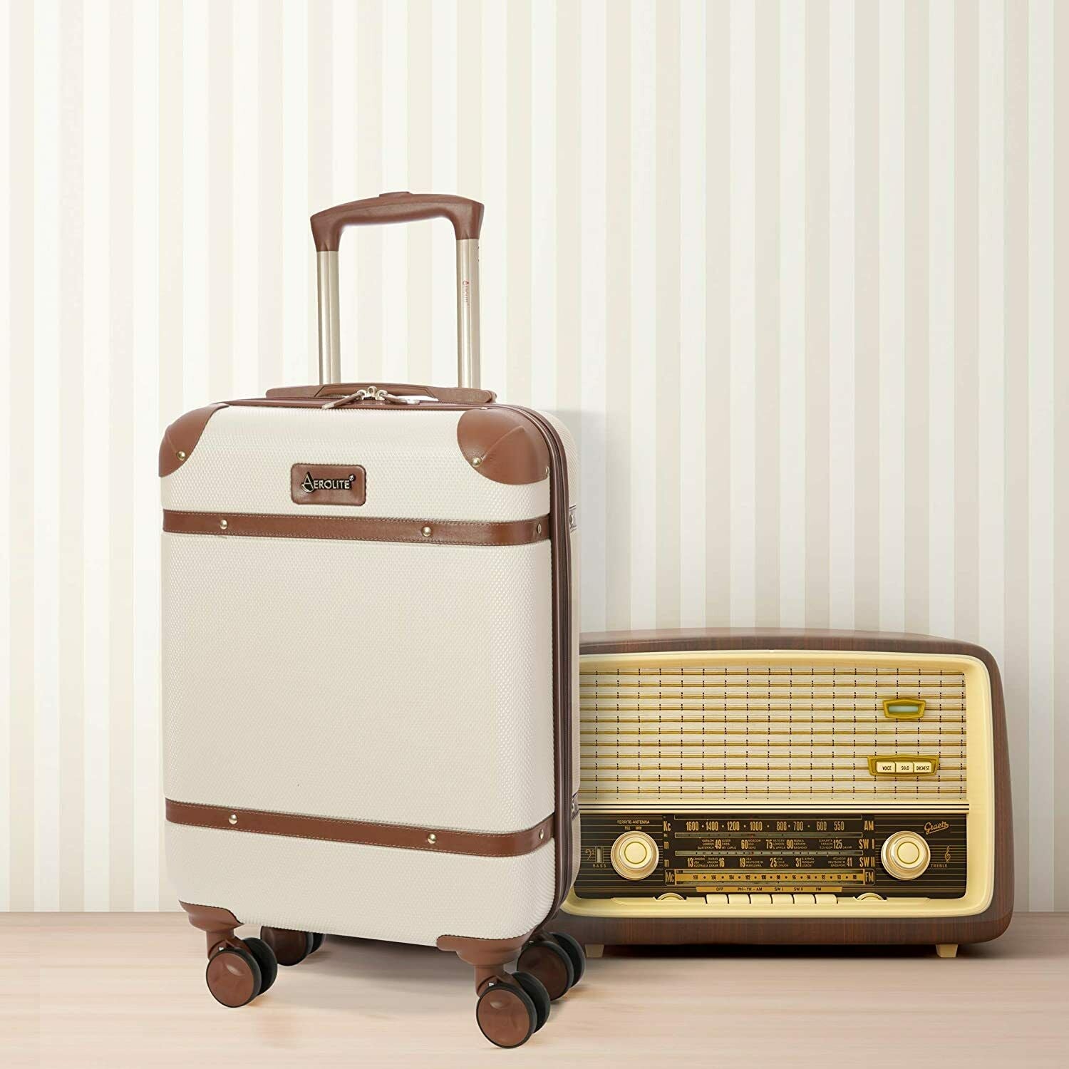 Aerolite Vintage Classic (55x35x20cm) Lightweight Hard Shell Cabin Hand Luggage, Approved For Ryanair, easyJet, British Airways, Delta, Lufthansa, Norwegian, Jet2, Virgin Atlantic and many more!