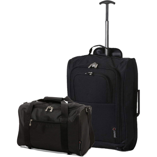 5 Cities Ryanair Luggage Bundle Lightweight Cabin 2 Wheel Trolley Holdall Flight Bag Warranty