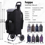Hoppa Fully Insulated Lightweight 2025 Model 2 Wheeled Large 42-Litre Capacity Shopping Trolley Bag 95cm, 2.1kg with Shoulder Strap