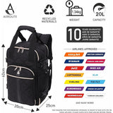 Aerolite 40x20x25 Ryanair Maximum Size Backpack Eco-Friendly Cabin Luggage Approved Travel Carry On Holdall Flight Rucksack with 10 Year Warranty (Quilted)