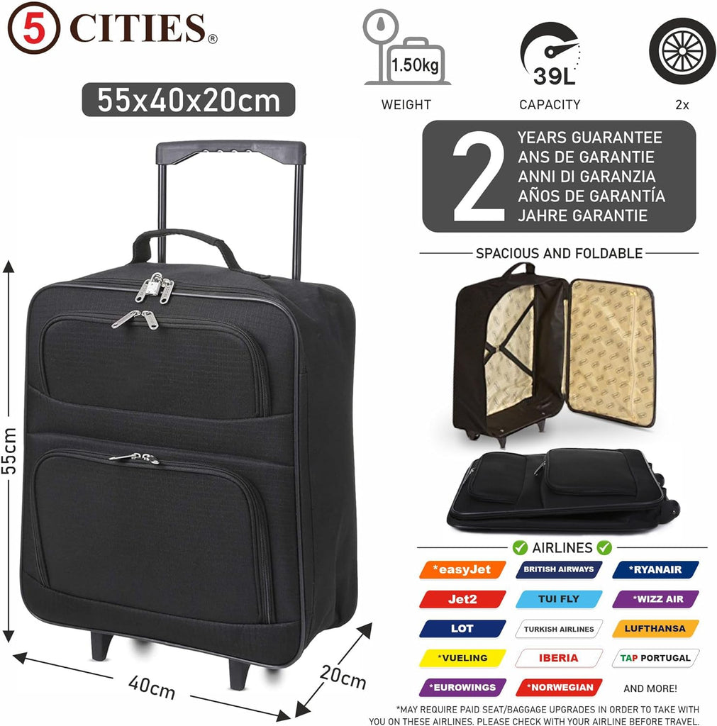 5 Cities Ryanair Priority Max (55x40x20cm) Lightweight Folding Cabin H