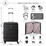 Aerolite 25" (70x50x27cm) Medium Lightweight Hard Shell Checked In Hold Luggage Suitcase with 4 Wheels, 82L Capacity