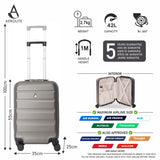 Aerolite 55x35x25cm Hard Shell Carry On Hand Cabin Luggage Suitcase with 4 Wheels, Max Size for Air Europa Air France Alitalia KLM & Transavia