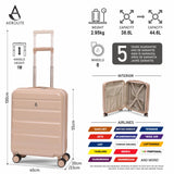 Aerolite Expandable 55x40x20cm to 55x40x23cm Ryanair Priority, Wizz Air Priority, Lufthansa Max Size Lightweight Hard Shell Carry On Hand Cabin Luggage Suitcase with 4 Wheels (BEIGE)