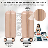 Aerolite Expandable 55x40x20cm to 55x40x23cm Ryanair Priority, Wizz Air Priority, Lufthansa Max Size Lightweight Hard Shell Carry On Hand Cabin Luggage Suitcase with 4 Wheels (BEIGE)