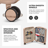 Aerolite Expandable 55x40x20cm to 55x40x23cm Ryanair Priority, Wizz Air Priority, Lufthansa Max Size Lightweight Hard Shell Carry On Hand Cabin Luggage Suitcase with 4 Wheels (BEIGE)